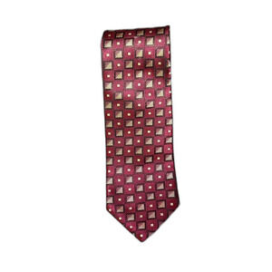 XMI Platinum Silk Tie Red Gold Geometric